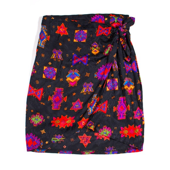 100% SILK early 90s wrap skirt - Picture 2 of 11